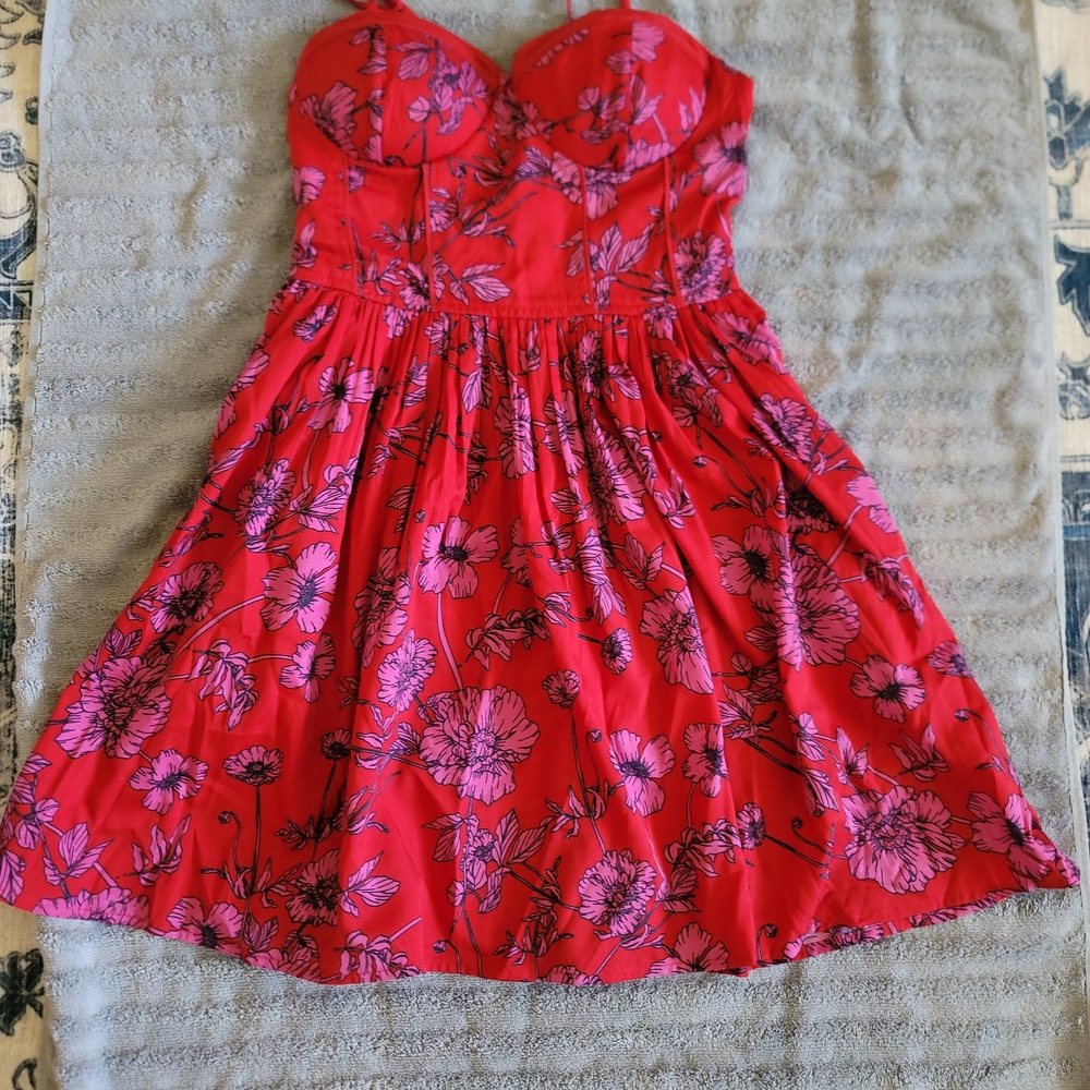 Floral Red and Pink Kids Casual Dress